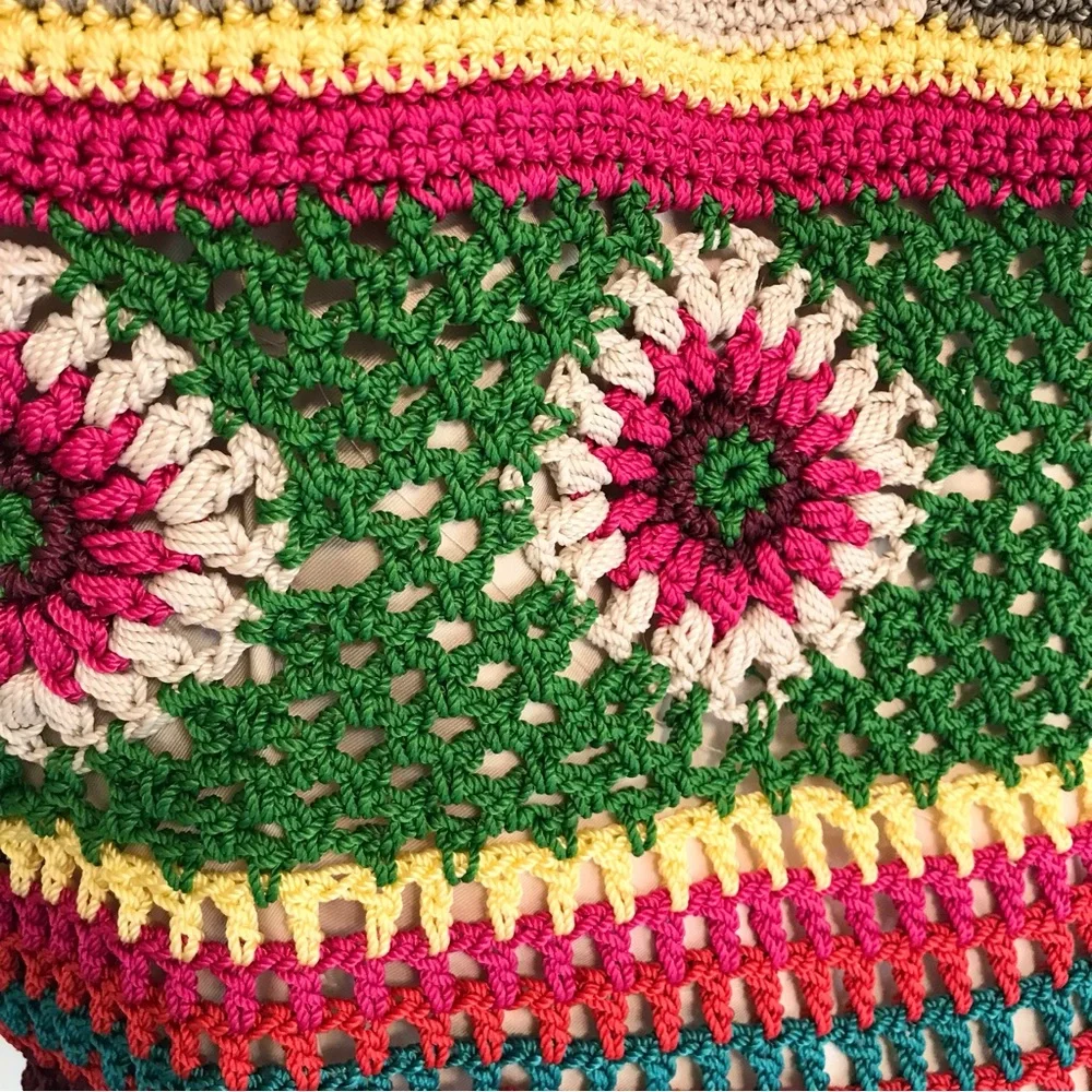 The Sak Ellis Crochet Hobo Bag Boho Granny Square NWOT